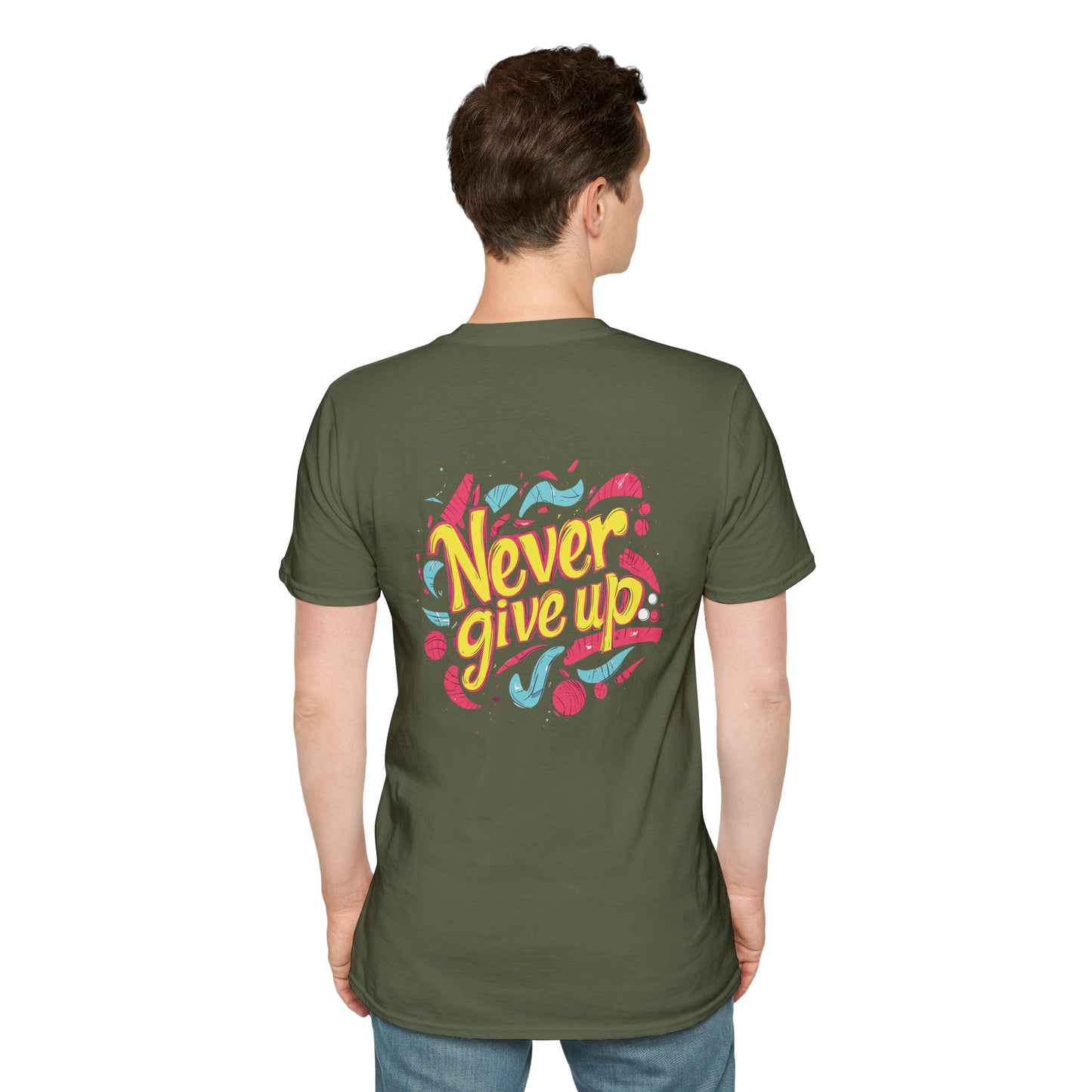 Never Give Up - Motivational Unisex Softstyle T-Shirt