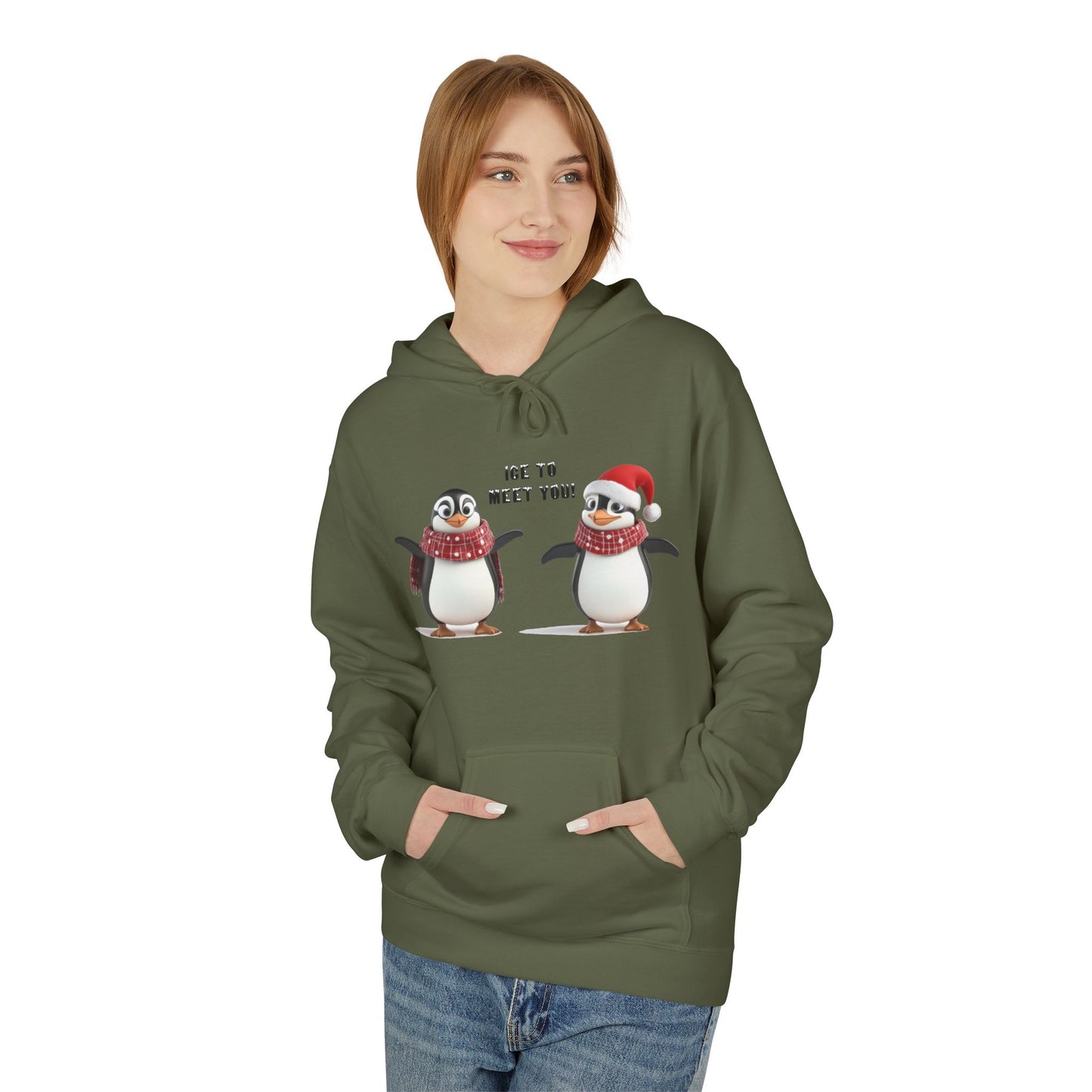 Ice to Meet You Hoodie – Cute Penguin Holiday Sweatshirt