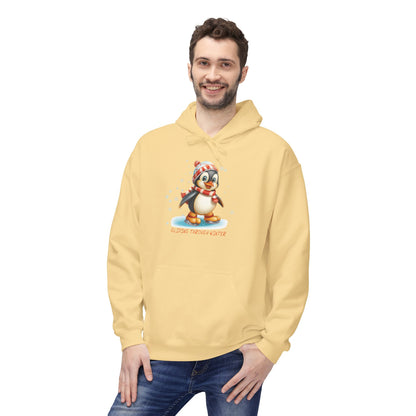 Gliding Through Winter Hoodie – Cute Penguin Ice Skating Streetwear