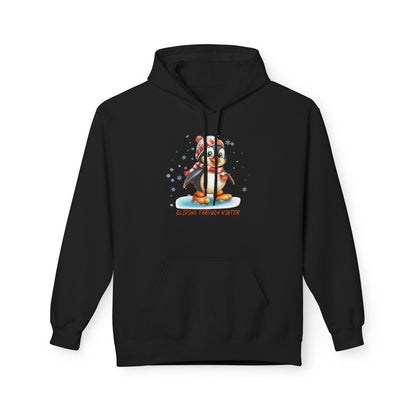 Gliding Through Winter Hoodie – Cute Penguin Ice Skating Streetwear