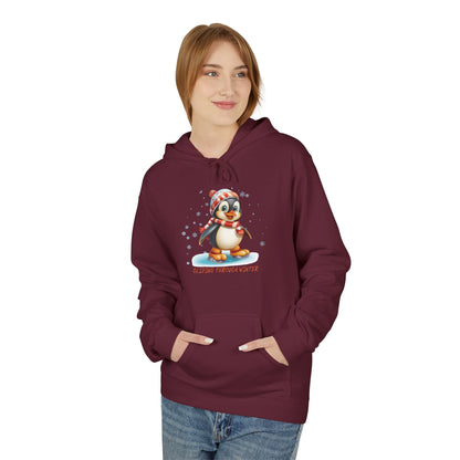 Gliding Through Winter Hoodie – Cute Penguin Ice Skating Streetwear