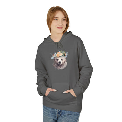 Floral Bear Hoodie – Unique Watercolor Animal Art Sweatshirt