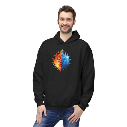 Fire and Ice Hoodie – Bold Elemental Balance Graphic Sweatshirt