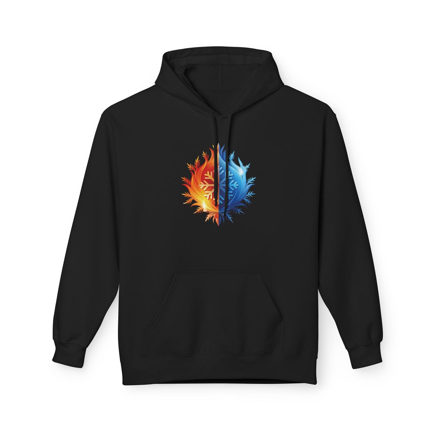 Fire and Ice Hoodie – Bold Elemental Balance Graphic Sweatshirt