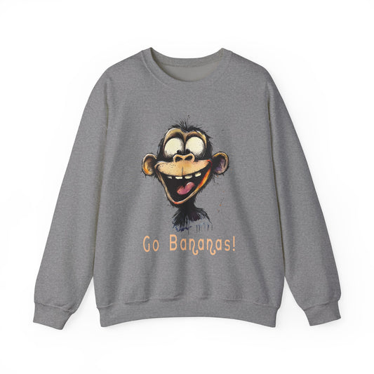 Go Bananas - Unisex Crewneck Sweatshirt with Funny Monkey Design