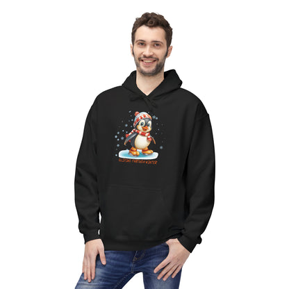 Gliding Through Winter Hoodie – Cute Penguin Ice Skating Streetwear