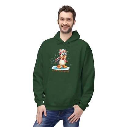 Gliding Through Winter Hoodie – Cute Penguin Ice Skating Streetwear