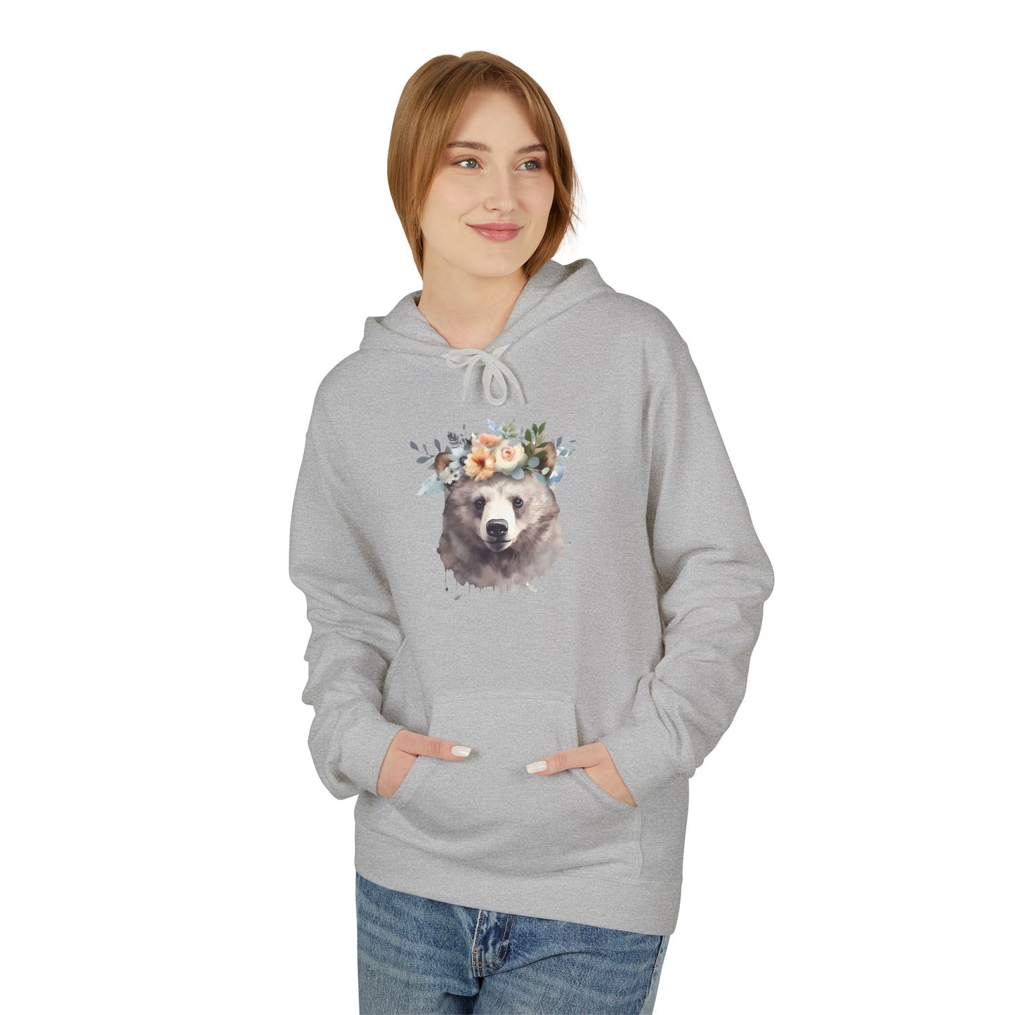 Floral Bear Hoodie – Unique Watercolor Animal Art Sweatshirt