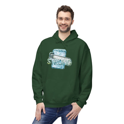 Strong Hoodie – Ice and Chainsaw Bold Graphic Design