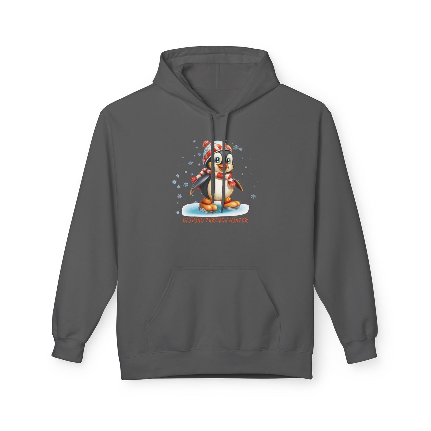 Gliding Through Winter Hoodie – Cute Penguin Ice Skating Streetwear