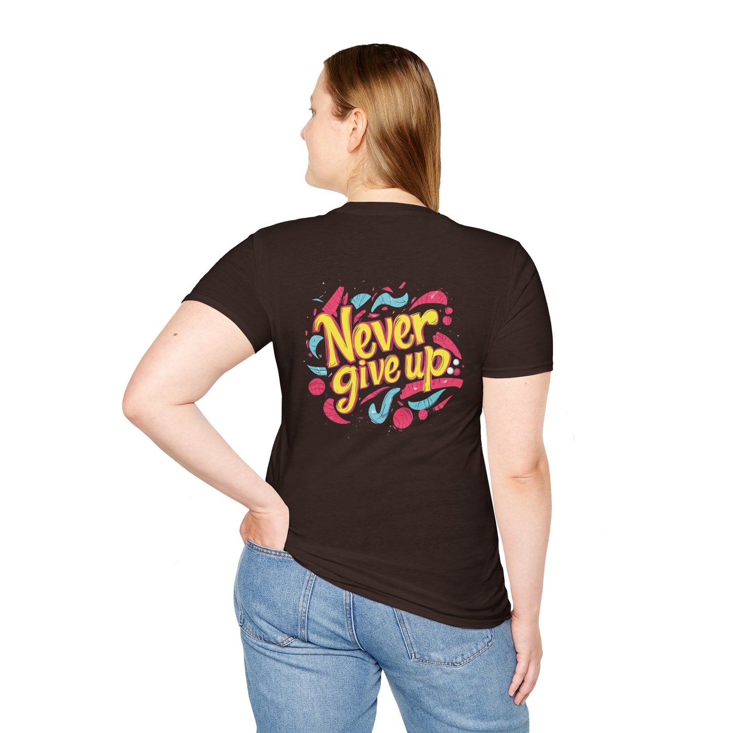 Never Give Up - Motivational Unisex Softstyle T-Shirt