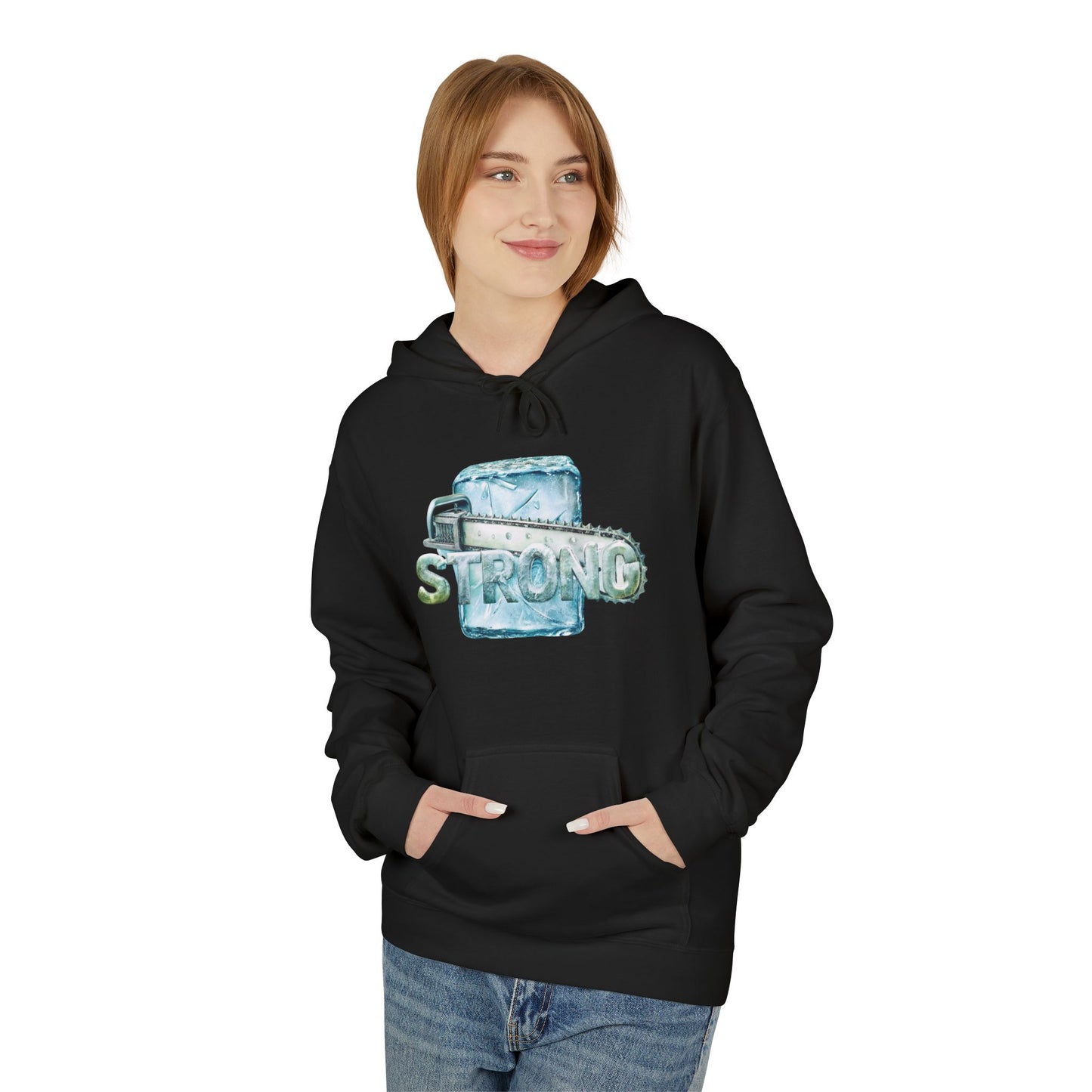 Strong Hoodie – Ice and Chainsaw Bold Graphic Design