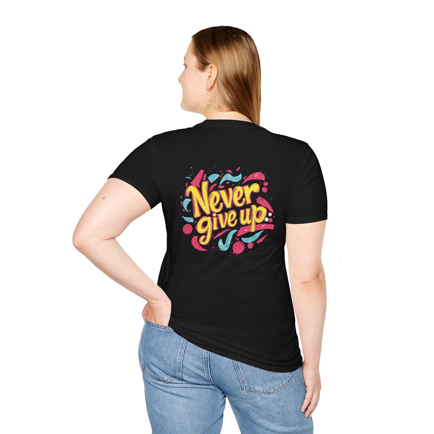 Never Give Up - Motivational Unisex Softstyle T-Shirt