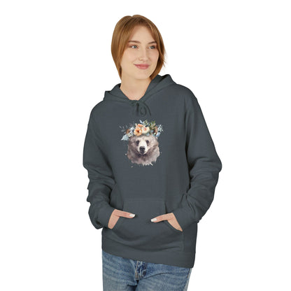 Floral Bear Hoodie – Unique Watercolor Animal Art Sweatshirt